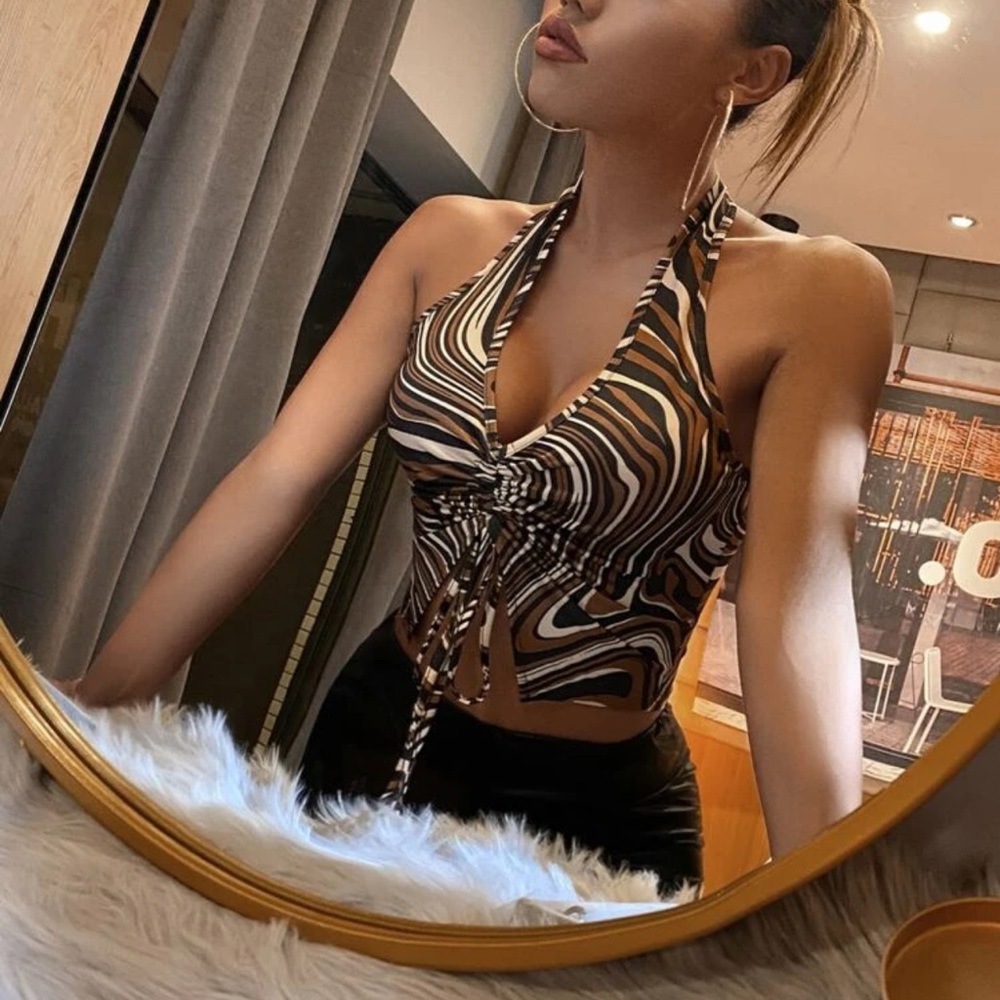 Drawstring halter top